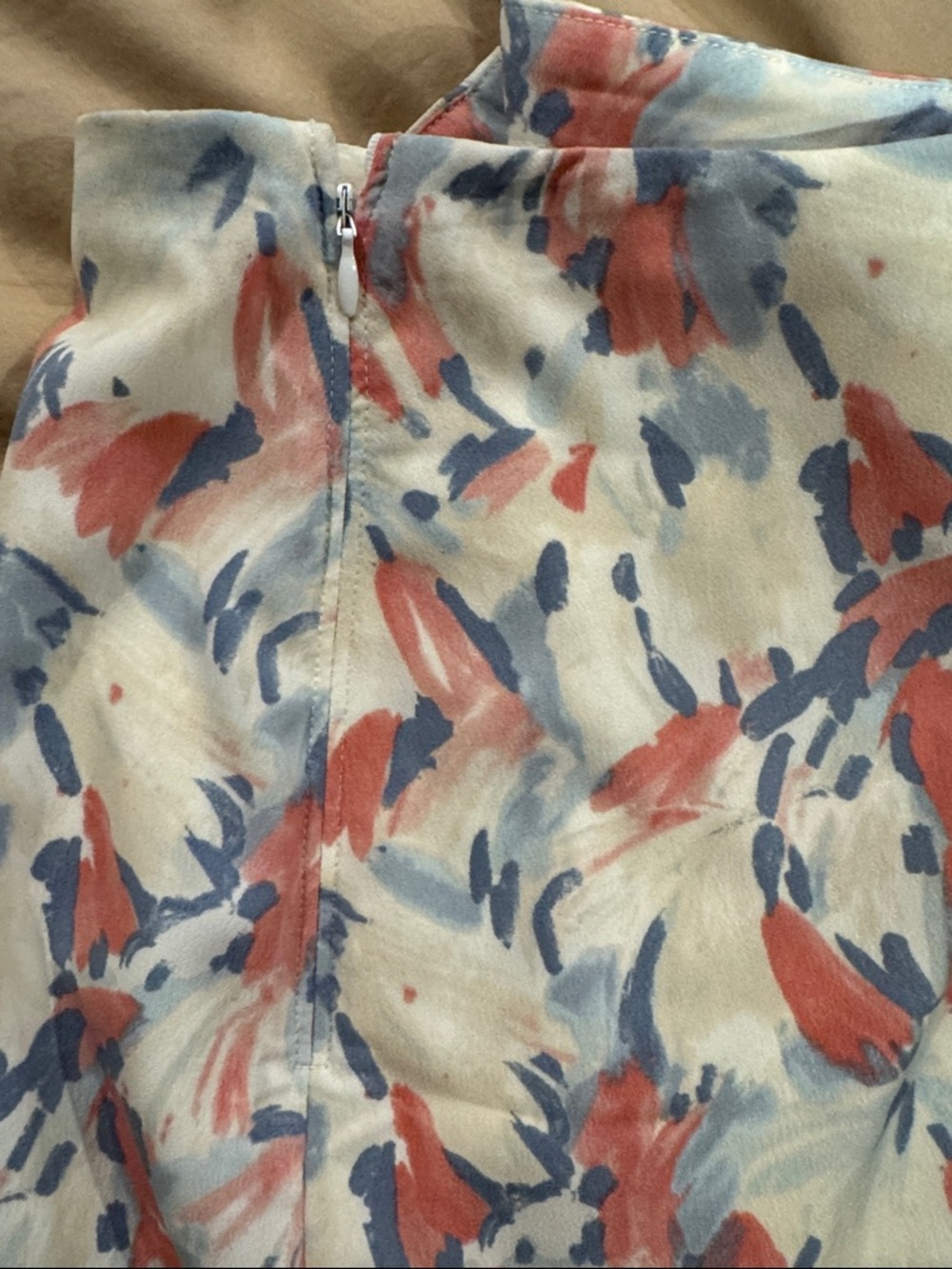 Abercrombie & Fitch Brushstroke Midi Skirt in Coral & Blue - Picture 3 of 5